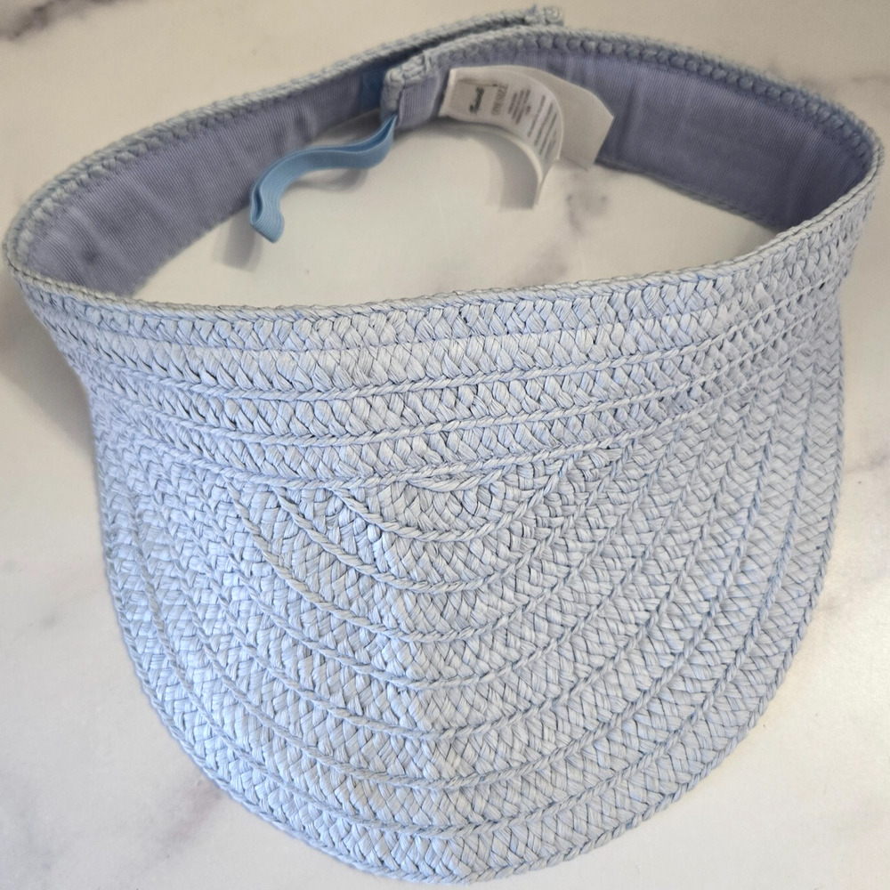 Madewell Visor Sun Hat Distant Blue Periwinkle Woven Braided Straw Resort One Sz